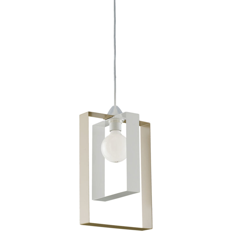 foto del prodotto bonetti illumina sospensione moderna duplo 1 luce ferro laccato bianco e tortora