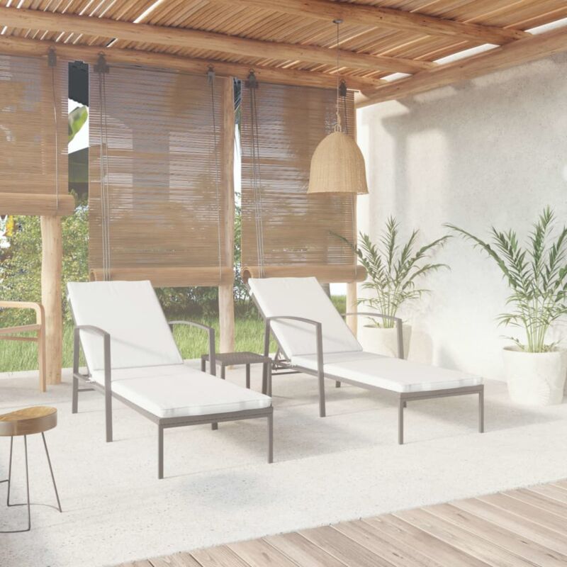 foto del prodotto bonnevie 2 pz lettini prendisole,sedia a sdraio,chaise longue con tavolo in polyrattan nero cfw599741