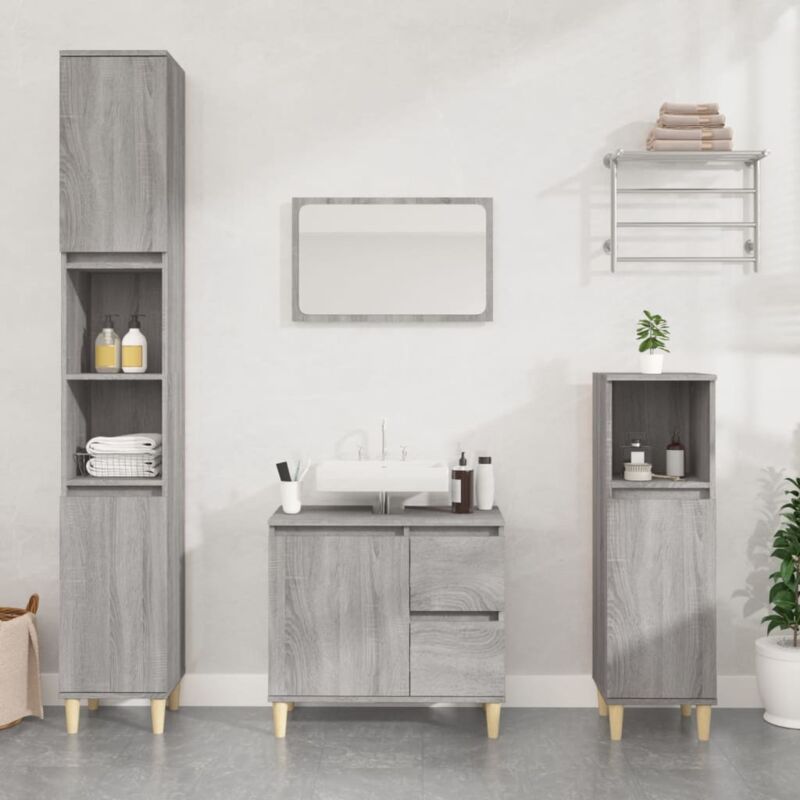 foto del prodotto bonnevie armadietto da bagno mobile bagno grigio sonoma 30x30x100cm in legno multistrato fw31096
