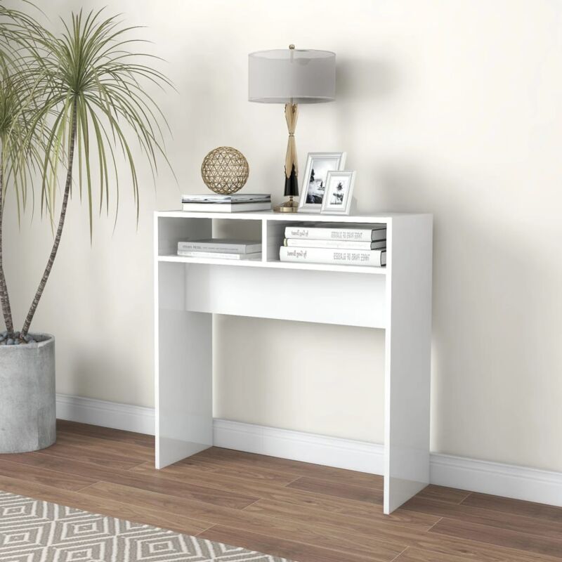foto del prodotto bonnevie consolle tavolo moderno,tavolo basso da salotto, tavolo bianco lucido 78x30x80 cm in truciolato dvb81301