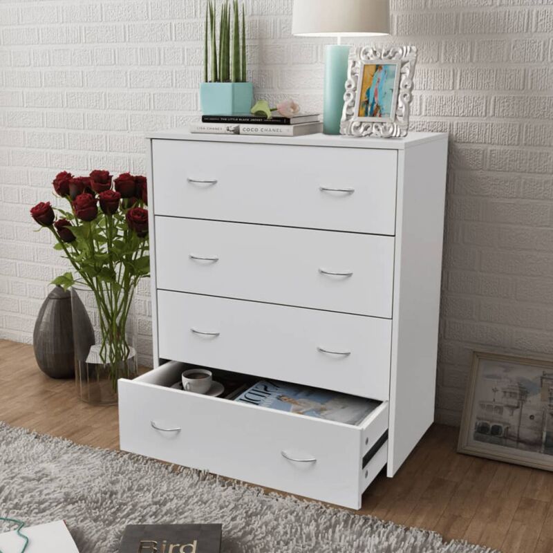 foto del prodotto bonnevie credenza armadietto mobile da cucina con 4 cassetti 60x30,5x71 cm bianca