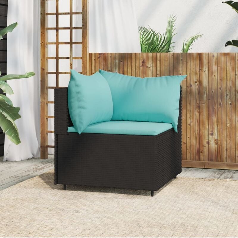foto del prodotto bonnevie - divano angolare,divano sofa con cuscini confortevole da giardino in polyrattan nero -bvh47192 - nero