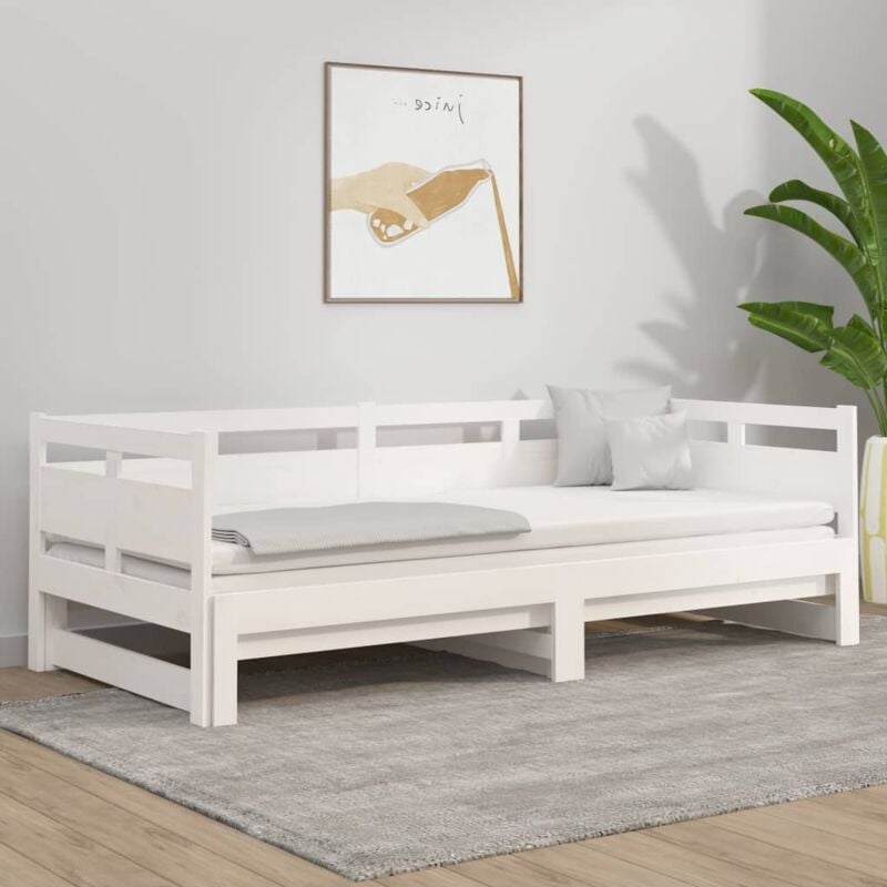 foto del prodotto bonnevie dormeuse estraibile ,letto singolo matrimoniale moderno ,bianca legno massello di pino 2x 90x190 cm itd58325