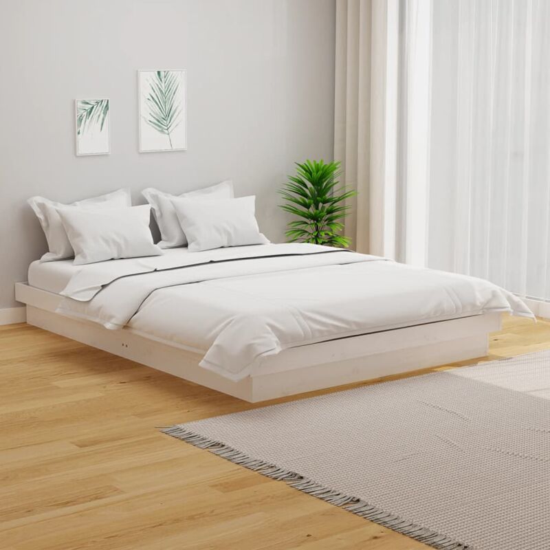 foto del prodotto bonnevie giroletto struttura letto letto per adulti bianco in legno massello 120x190 cm 4ft small double bv690886