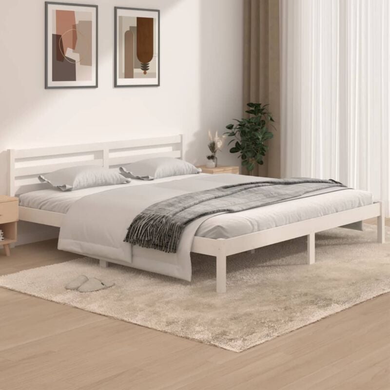 foto del prodotto bonnevie giroletto struttura letto letto per adulti legno massello pino 180x200 cm bianco 6ft super king bv769596