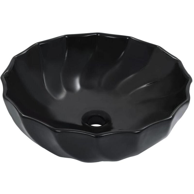 foto del prodotto bonnevie lavabo bagno ,lavandino da appoggio 46x17 cm in ceramica nero itd70798