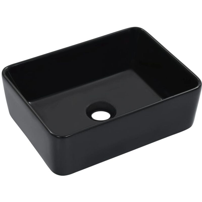 foto del prodotto bonnevie lavabo da appoggio lavandino bagno 40x30x13 cm in ceramica nero bv838942