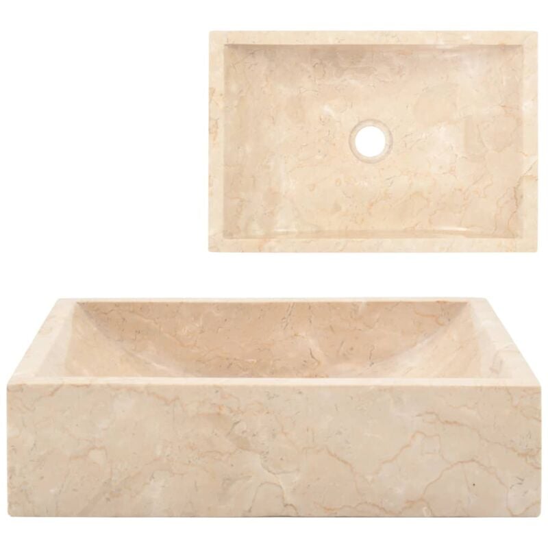 foto del prodotto bonnevie lavabo da appoggio lavandino bagno 45x30x12 cm in marmo crema bv449593