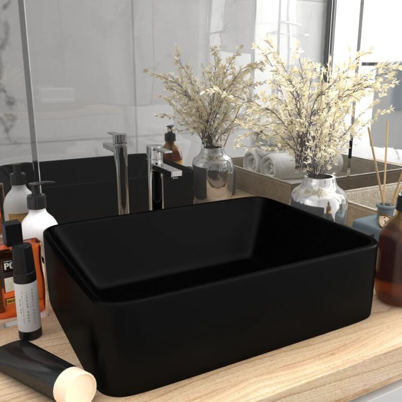 foto del prodotto bonnevie lavabo da appoggio lavandino bagno luxury nero opaco 41x30x12 cm in ceramica bv820846