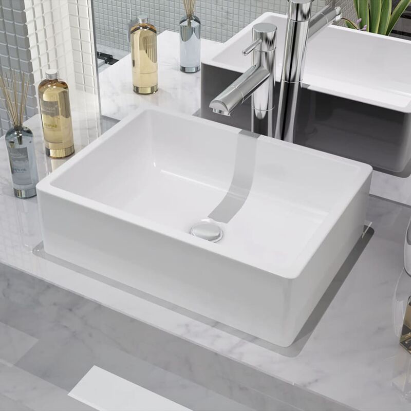foto del prodotto bonnevie lavandino lavabi da appoggio lavabo in ceramica bianca 41x30x12 cm