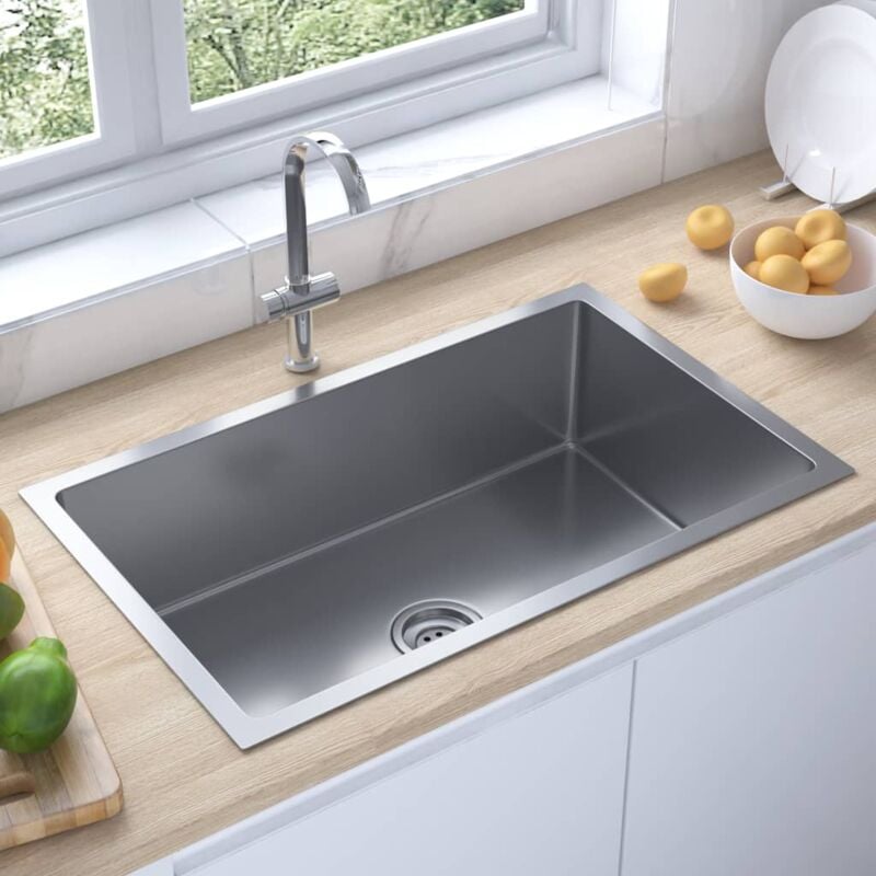 foto del prodotto bonnevie lavello da cucina lavandino cucina lavorato a mano in acciaio inox bv979909