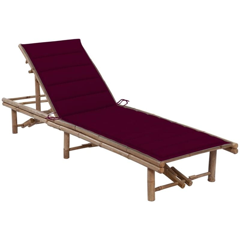 foto del prodotto bonnevie lettino prendisole relax,lettino relax da sole,sedia a sdraio da giardino con cuscino in bamb ebv33222 rosso