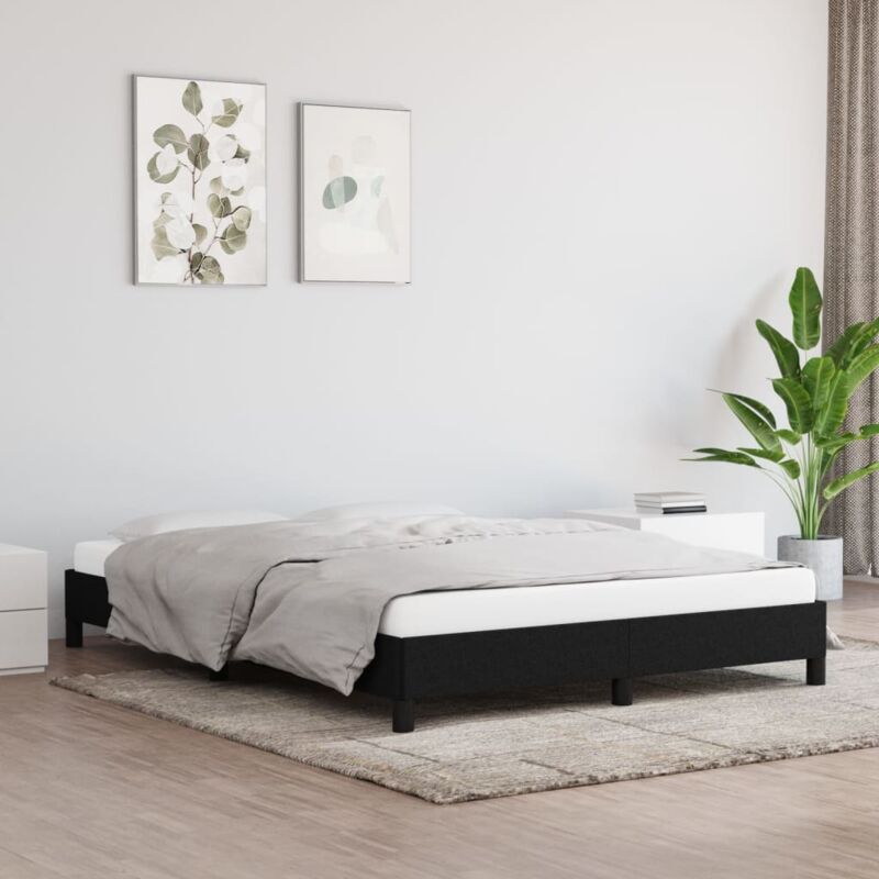 foto del prodotto bonnevie letto matrimoniale 140x190cm,giroletto nero in tessuto kdlo145079