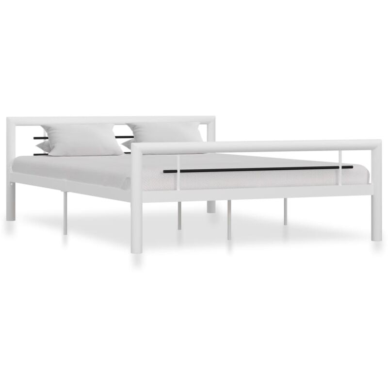 foto del prodotto bonnevie letto matrimoniale 160x200cm, struttura letto giroletto bianco e nero in metallo maison chic 52165