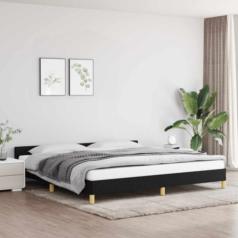 foto del prodotto bonnevie letto matrimoniale 180x200cm,giroletto con testiera nero in tessuto vxn918243