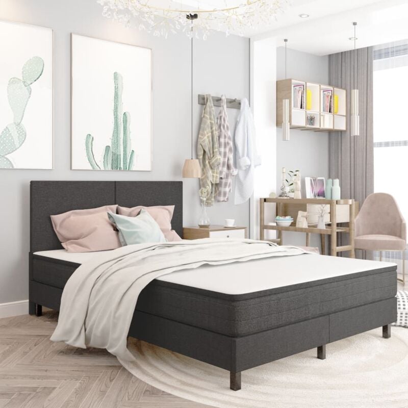 foto del prodotto bonnevie letto matrimoniale a molle 160x200cm,girolettoletto grigio in tessuto kdlo858909