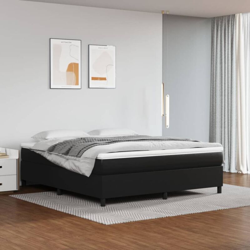 foto del prodotto bonnevie letto matrimoniale a molle 180x200cm,giroletto nero in similpelle kdlo850282