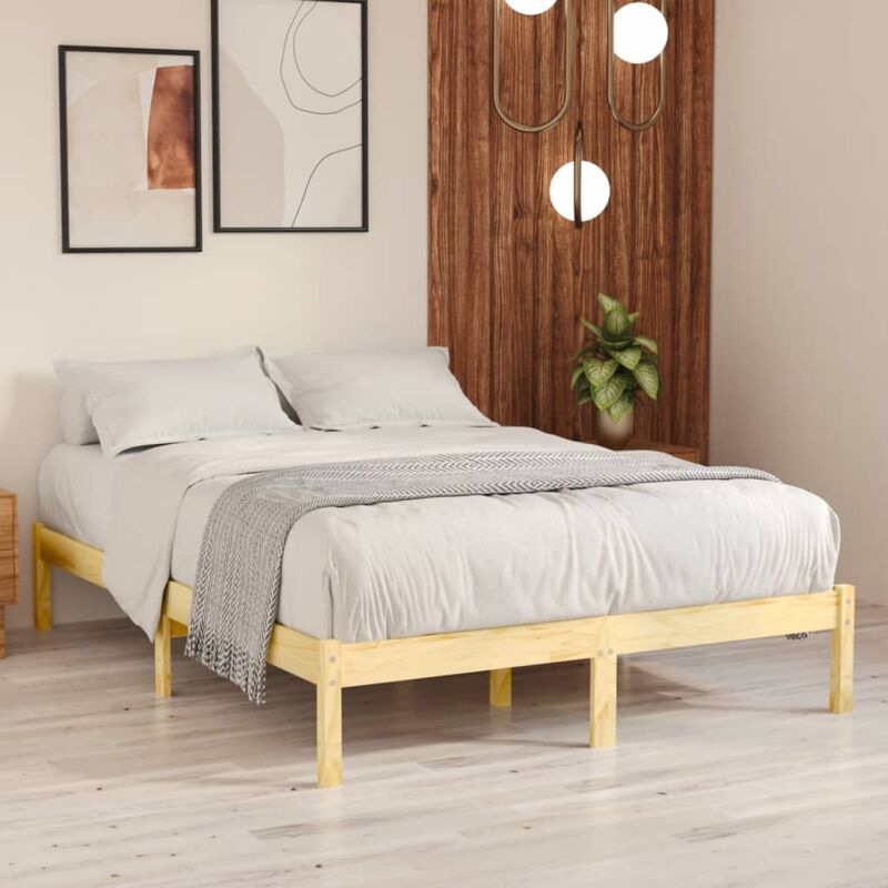foto del prodotto bonnevie letto matrimoniale moderno ,giroletto in legno massello di pino 140x190 cm itd33961