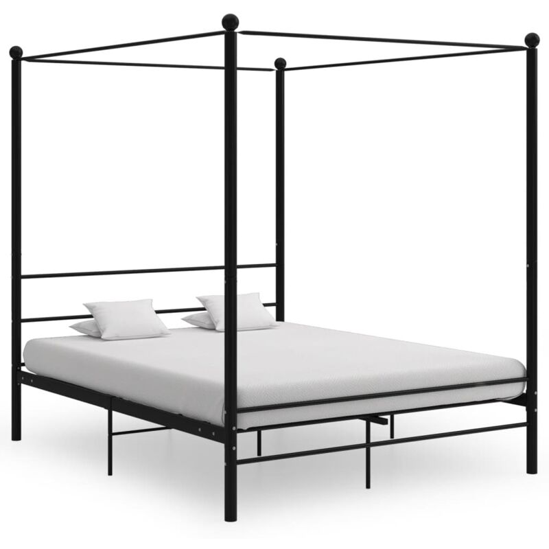 foto del prodotto bonnevie letto matrimoniale moderno ,letto a baldacchino struttura letto ,nero in metallo 160x200 cm itd64960