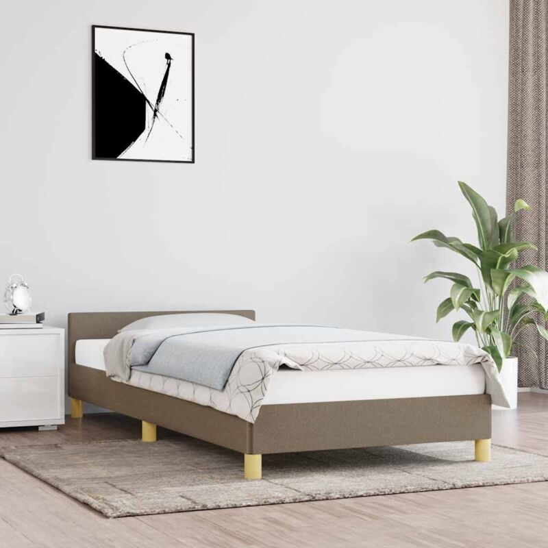 foto del prodotto bonnevie letto singolo con testiera moderno ,giroletto tortora 90x200 cm in tessuto itd69883