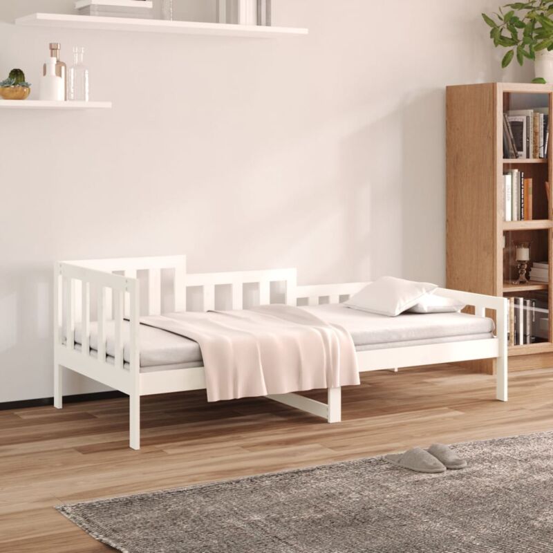 foto del prodotto bonnevie letto singolo moderno ,dormeuse bianca 90x190 cm in legno massello di pino itd64904
