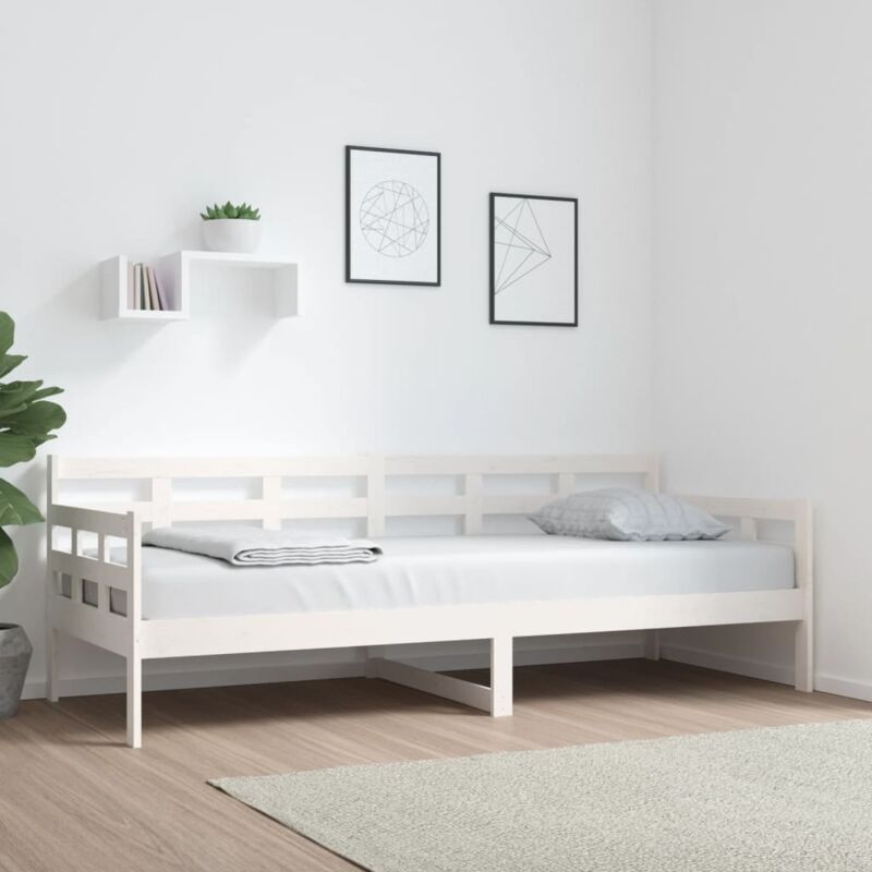 foto del prodotto bonnevie letto singolo moderno ,dormeuse bianca in legno massello di pino 80x200 cm itd25512
