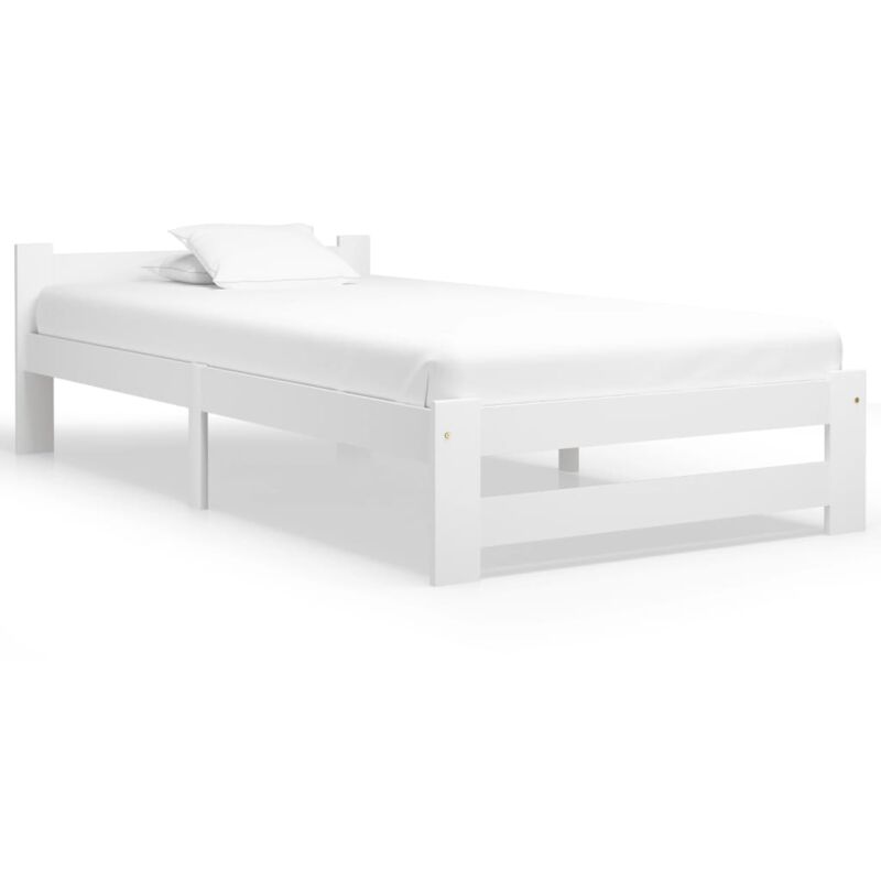 foto del prodotto bonnevie letto singolo moderno ,giroletto bianco in legno massello di pino 90x200 cm itd78552