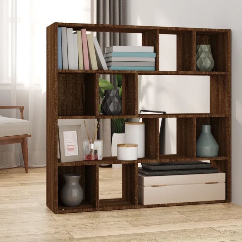foto del prodotto bonnevie libreria,libreria divisoria,scaffale divisorio rovere marrone 105x24x102 cm bn44897