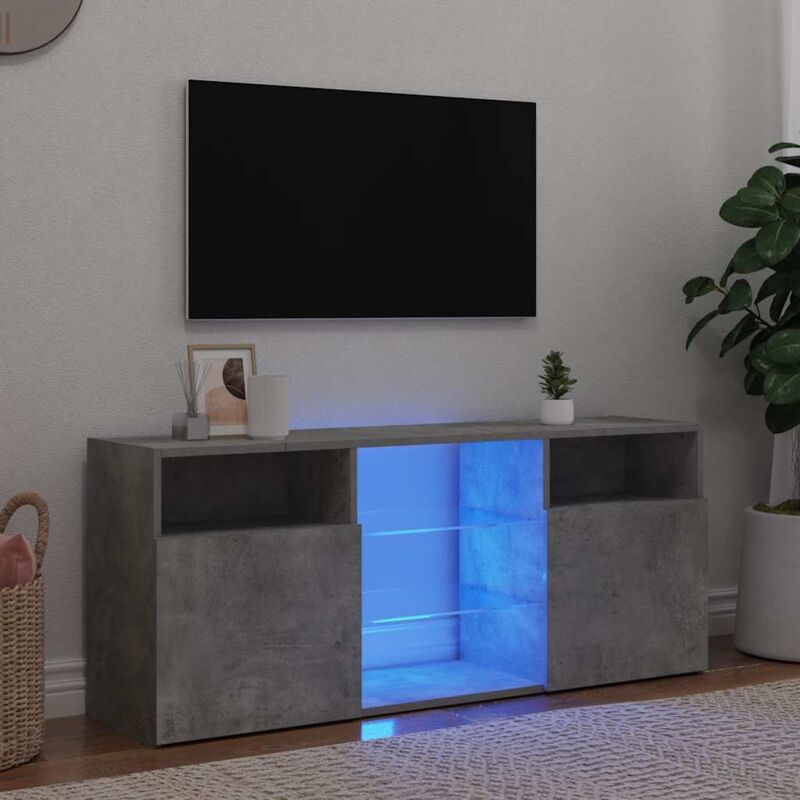 foto del prodotto bonnevie mobile porta tv ,mobile da soggiorno con luci led grigio cemento 120x30x50 cm itd61091