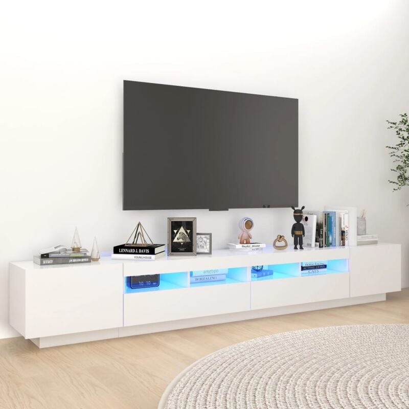 foto del prodotto bonnevie mobile tv moderno porta tv con luci led bianco 260x35x40 cm bv943163