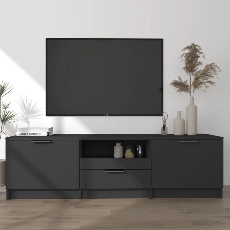foto del prodotto bonnevie mobile tv moderno porta tv nero 140x35x40 cm in legno multistrato bv604739