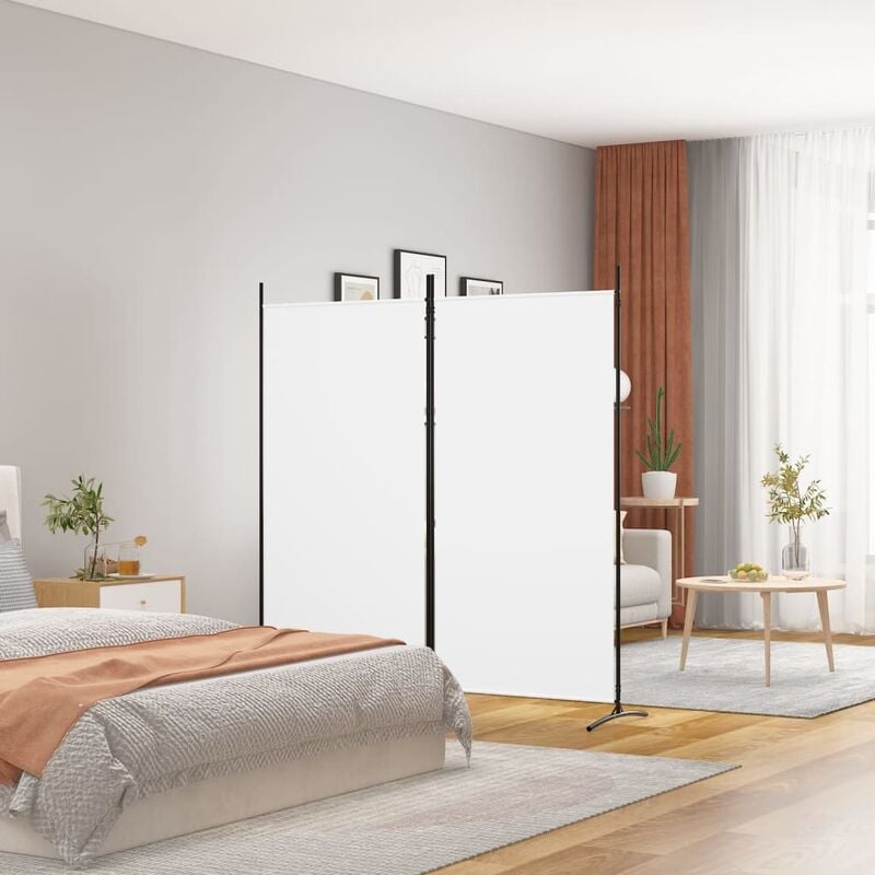 foto del prodotto bonnevie paravento a 2 pannelli divisori bianco 175x180 cm tessuto