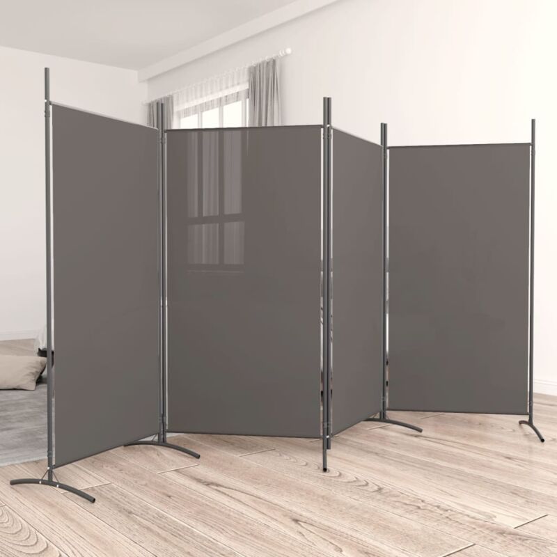 foto del prodotto bonnevie paravento a 4 pannelli divisori antracite 346x180 cm tessuto