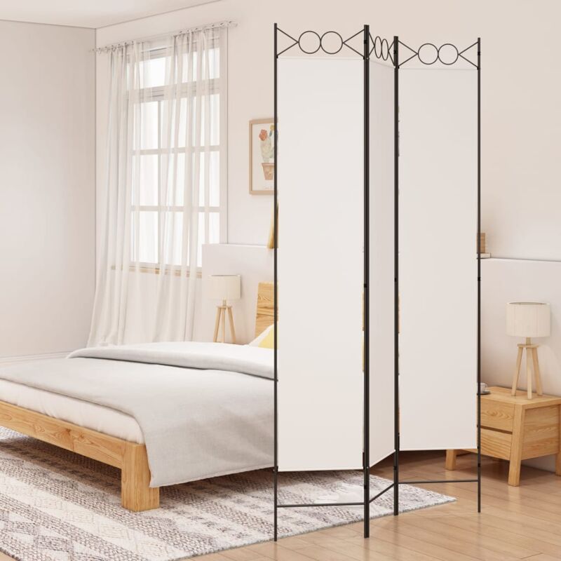 foto del prodotto bonnevie paravento divisorio a 3 pannelli ,separ per interni ed esterni bianco 120x220 cm in tessuto itd76953