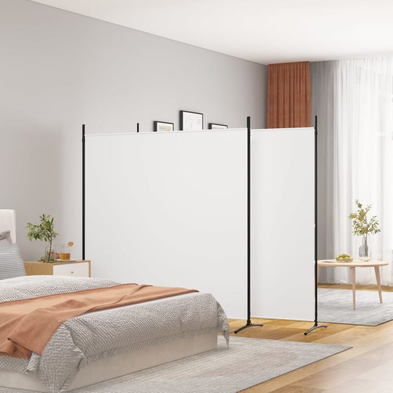 foto del prodotto bonnevie paravento divisorio a 3 pannelli ,separ per interni ed esterni bianco 525x180 cm in tessuto itd64234