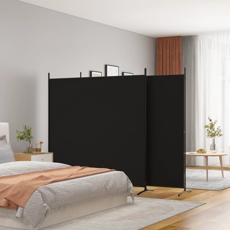 foto del prodotto bonnevie paravento divisorio a 3 pannelli ,separ per interni ed esterni nero 525x180cm in tessuto itd94463