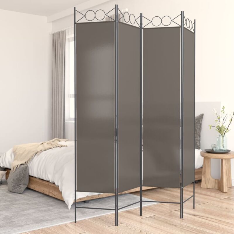 foto del prodotto bonnevie paravento divisorio a 4 pannelli ,separ per interni ed esterni antracite 160x200 cm tessuto itd48194
