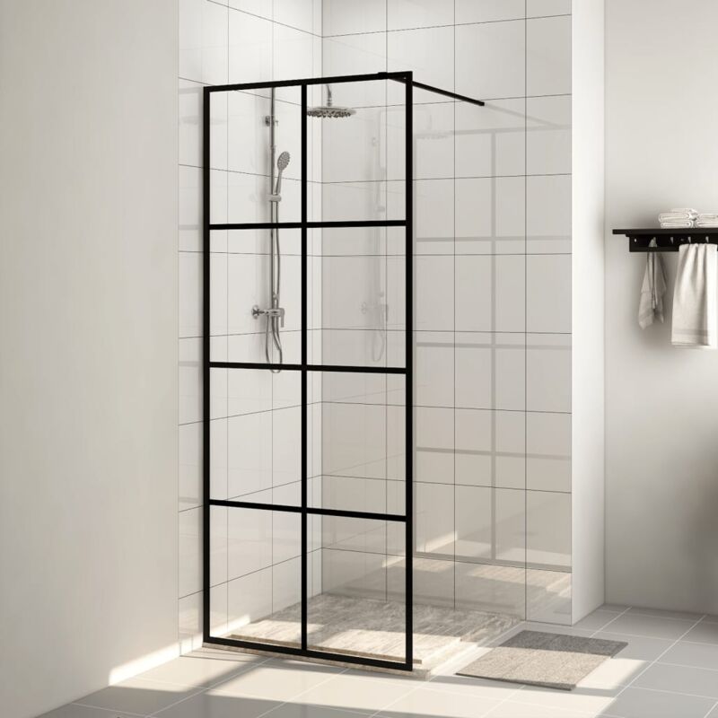 foto del prodotto bonnevie paretina mobile per walk in ,parete doccia vetro trasparente esg 80x195 cm nera 28614