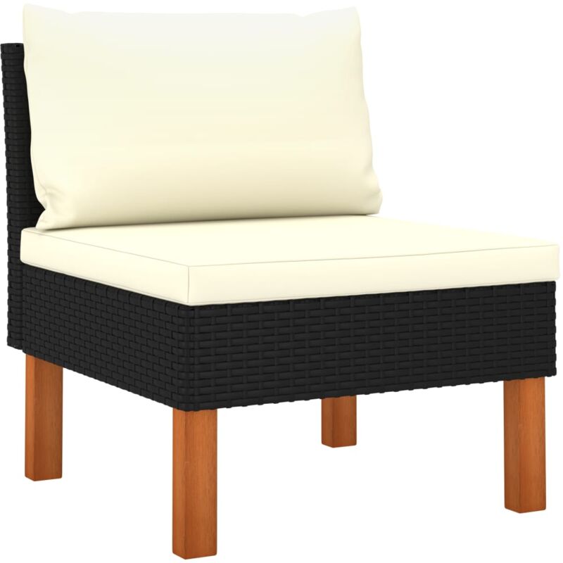 foto del prodotto bonnevie poltrona centrale divano relax sofa in polyrattan e legno massello di eucalipto bv187445