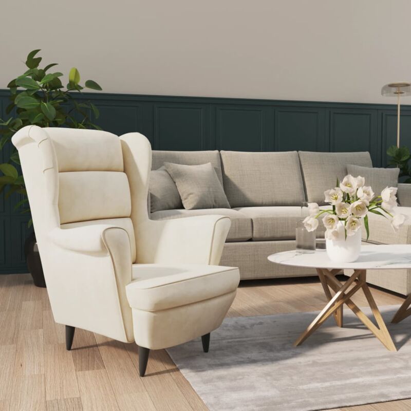 foto del prodotto bonnevie poltrona salotto,sedia,poltroncina bianco crema in velluto cfw681030