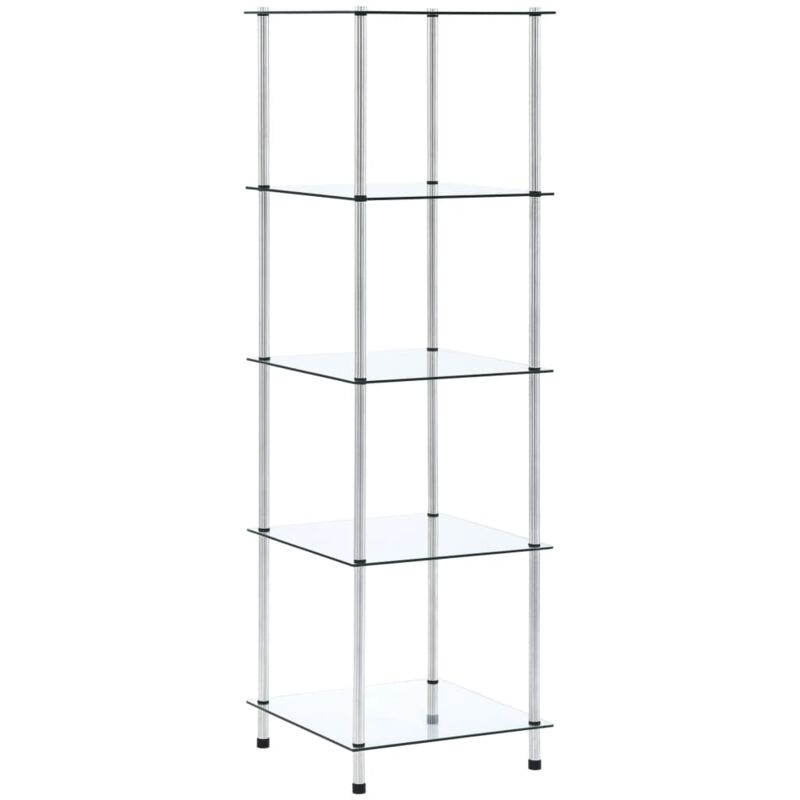 foto del prodotto bonnevie scaffale a 5 livelli,libreria,scaffale portaoggetti trasparente 40x40x130cm in vetro temperato 64563