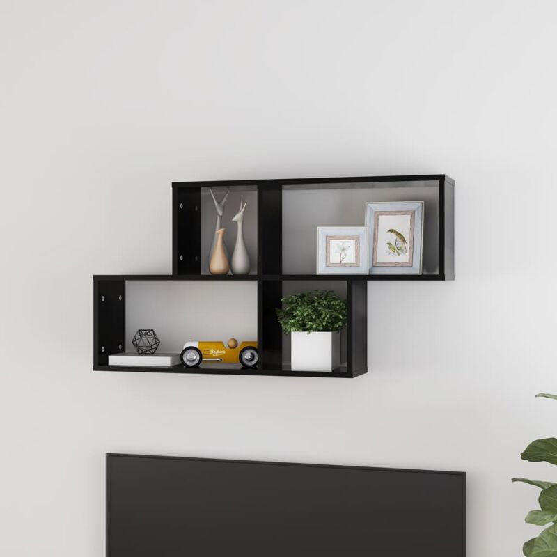 foto del prodotto bonnevie scaffale portaoggetti a parete,libreria scaffale nero 100x18x53 cm in truciolato 76501