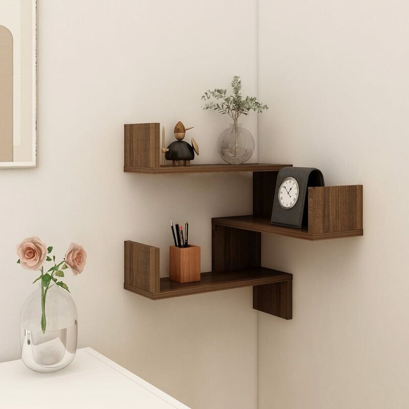foto del prodotto bonnevie scaffale portaoggetti libreria a parete,scaffale parete angolo rovere marrone 40x40x50cm multistrato fw27357
