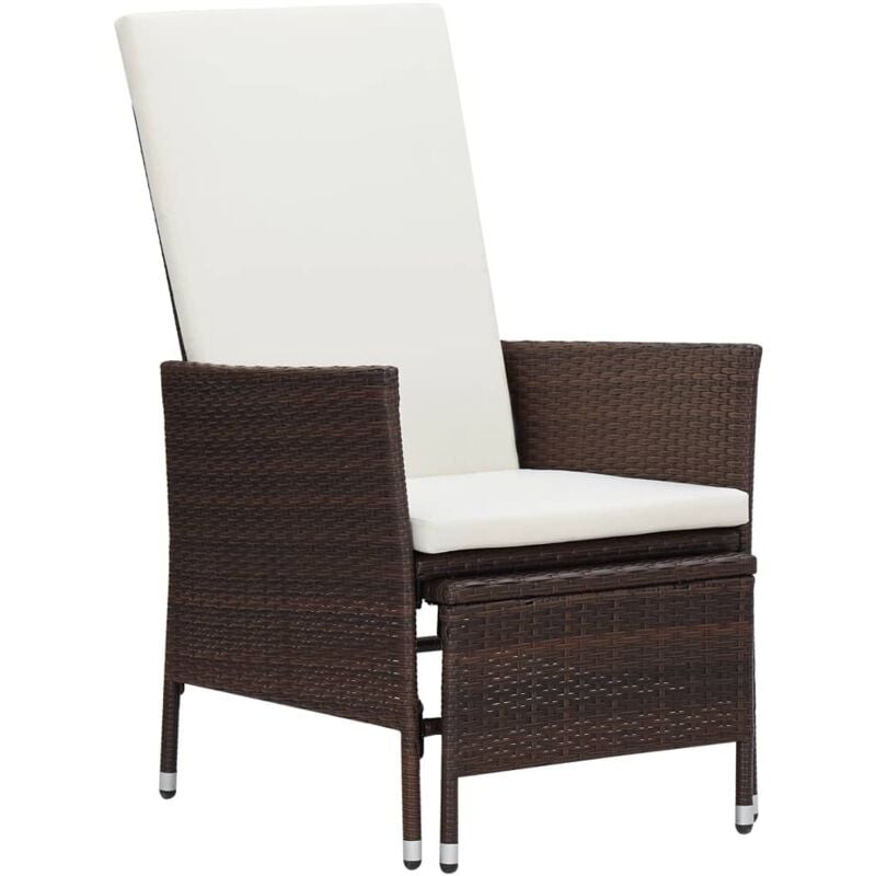 foto del prodotto bonnevie sedia da giardino,sedie da esterno,poltrona reclinabile con cuscino in polyrattan marrone cfw601097