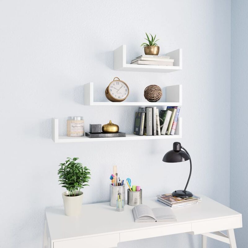 foto del prodotto bonnevie set 3 mensole a muro,scaffali,mensole design scandinavo bianco in legno multistrato 54677