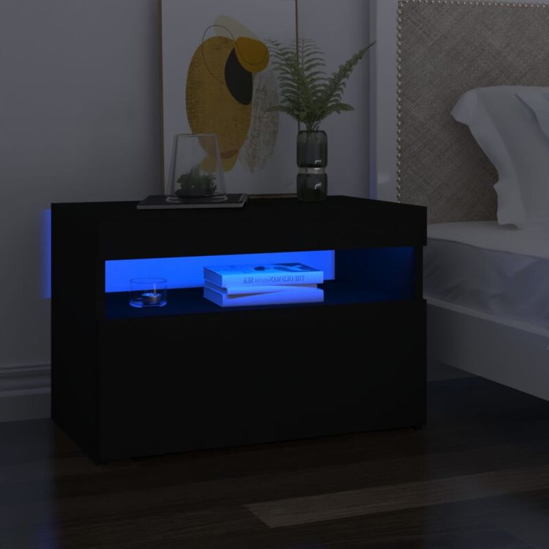 foto del prodotto bonnevie set di 2 comodini tavolini da notte ,tavolini da divano ,con luci led neri 60x35x40 cm in legno multistrato itd61904