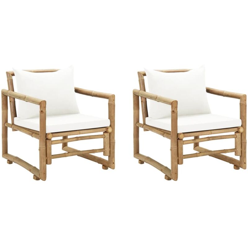 foto del prodotto bonnevie set di 2 sedia da giardino poltrone da giardino con cuscini in bamb bv141821