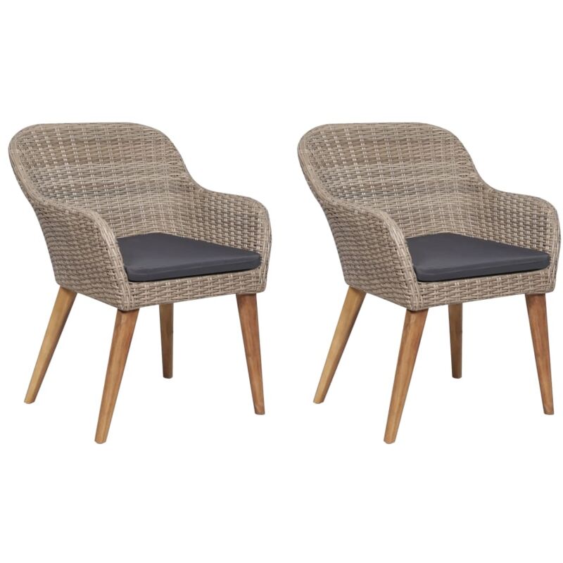 foto del prodotto bonnevie - set di 2 sedie da giardino ,sedie poltrona da esterno ,con cuscini in polyrattan marrone itd53469