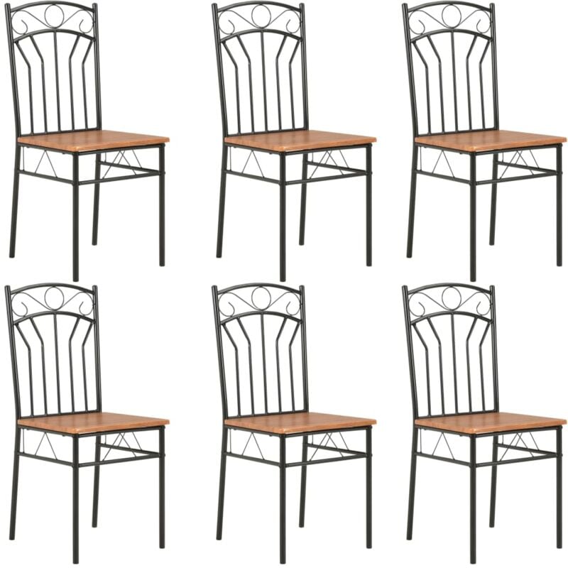 foto del prodotto bonnevie set di 6 sedie per sala da pranzo,sedie da pranzo,dining chairs marroni in mdf it31052 marrone