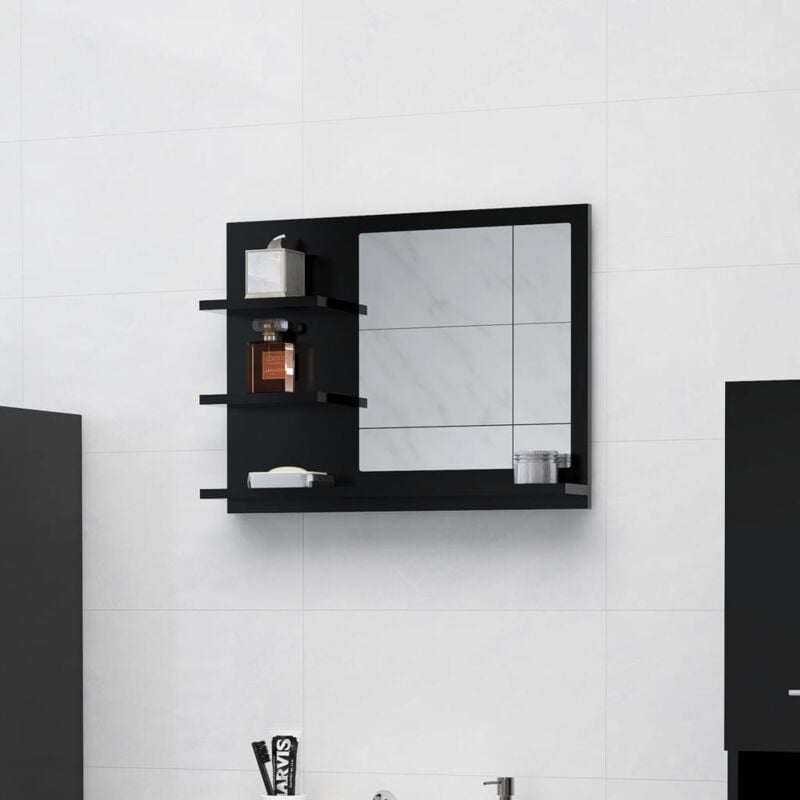 foto del prodotto bonnevie specchio moderno per il bagno nero 60x10,5x45 cm in truciolato 45259
